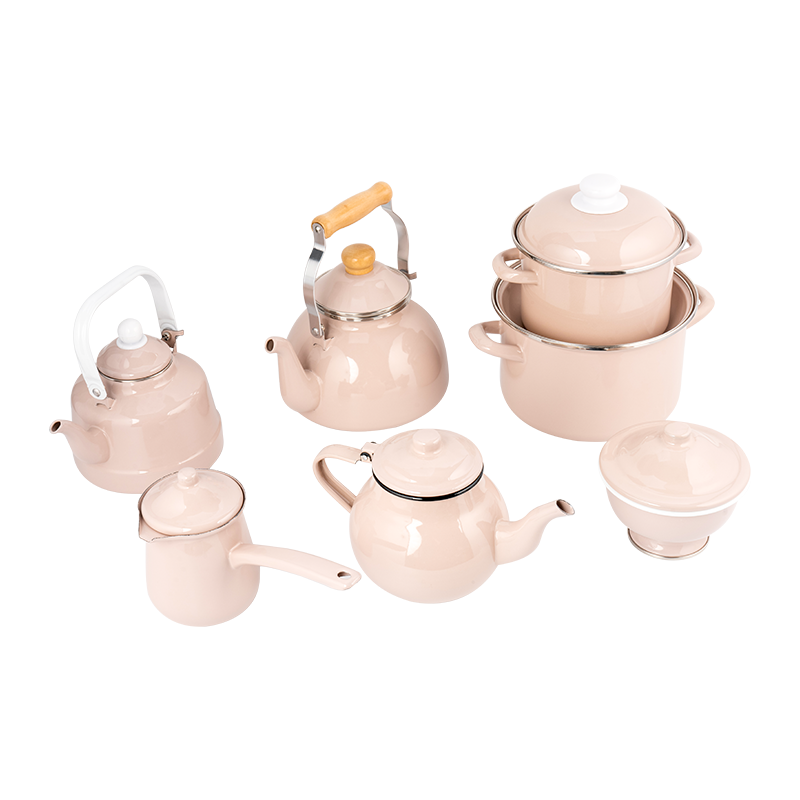 Set Teapot Enamel Pastel Sederhana