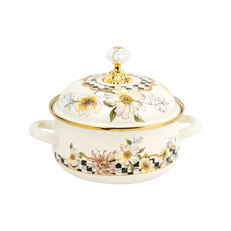 Pot panci berbentuk enamel double-handle enamel