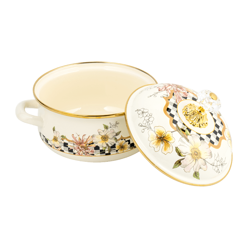 Pot panci berbentuk enamel double-handle enamel