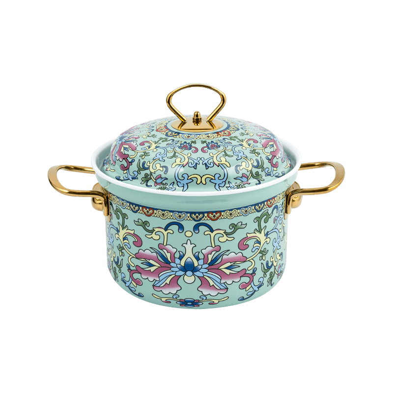 753D Enamel Flared Rim Pot lurus tahan tumpahan