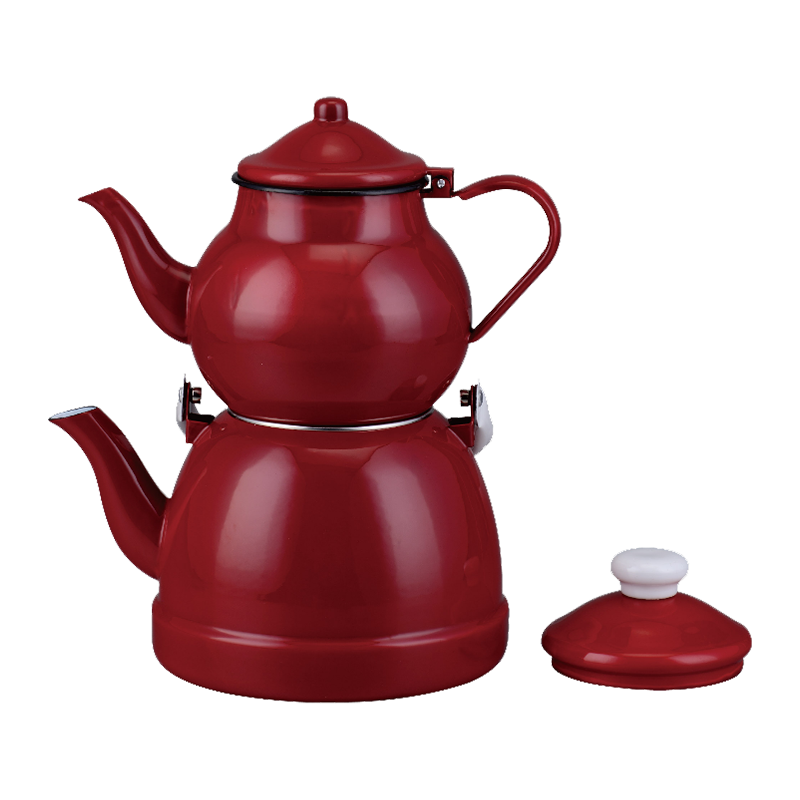 TK602 Set Teapot Enamel Merah Turki
